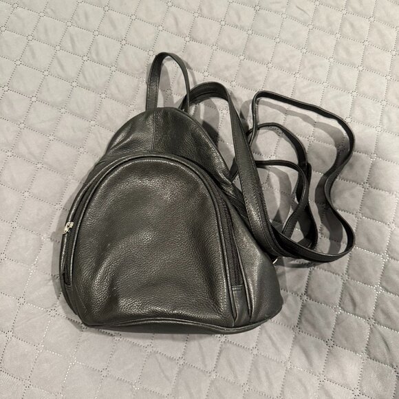 Mini Black Leather Bag with Two way Straps - Picture 1 of 4